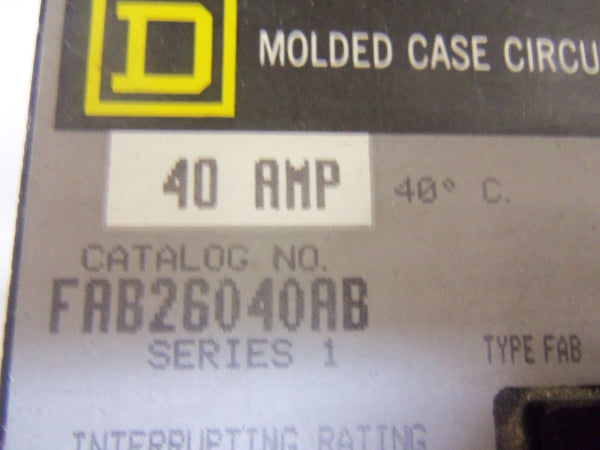 SQUARE D FAB26040AB CIRCUIT BREAKER 40A NSMP