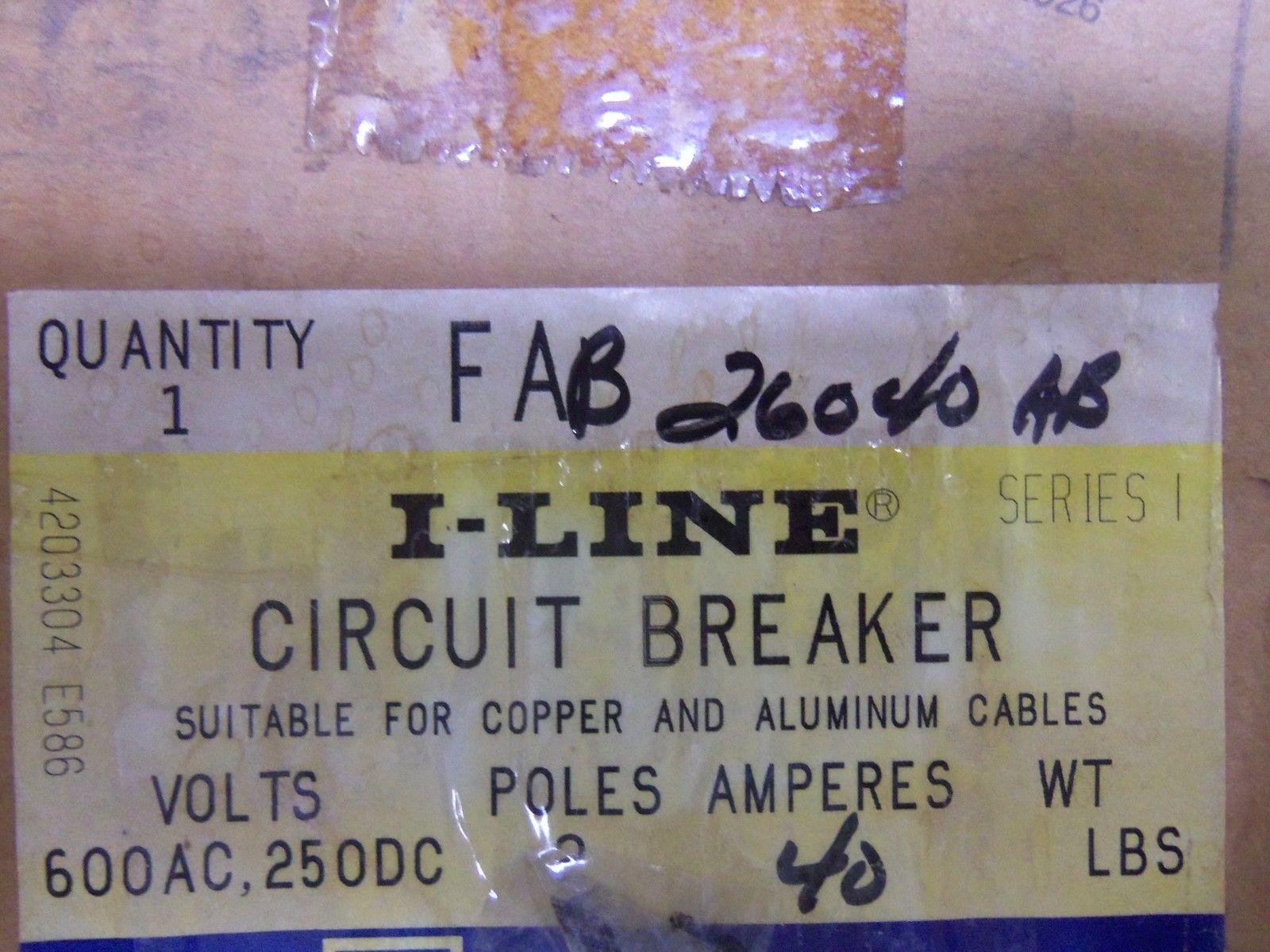 SQUARE D FAB26040AB CIRCUIT BREAKER 40A NSMP