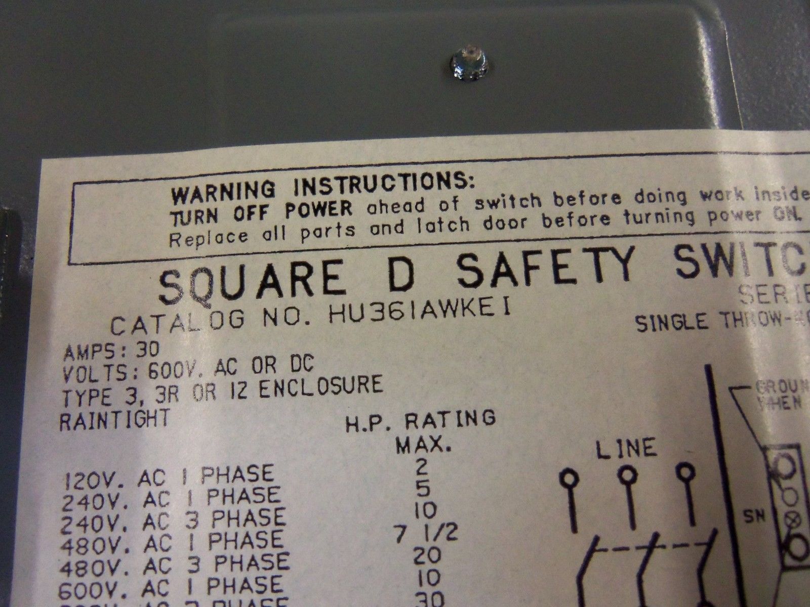 SQUARE D HU361AWKEI UNMP