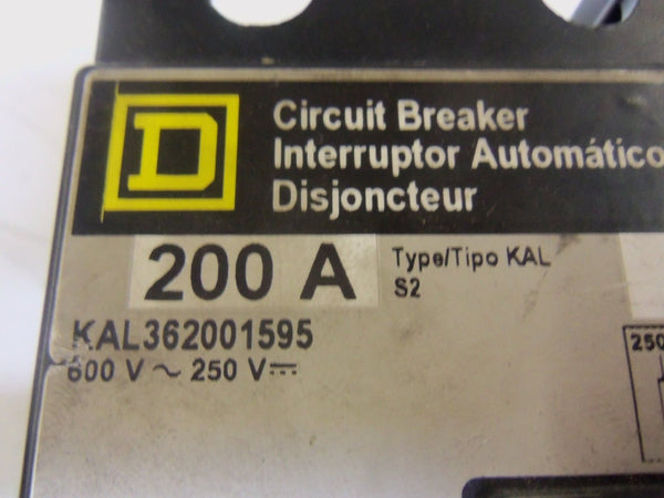 SQUARE D KAL362001595 CIRCUIT BREAKER 200A UNMP