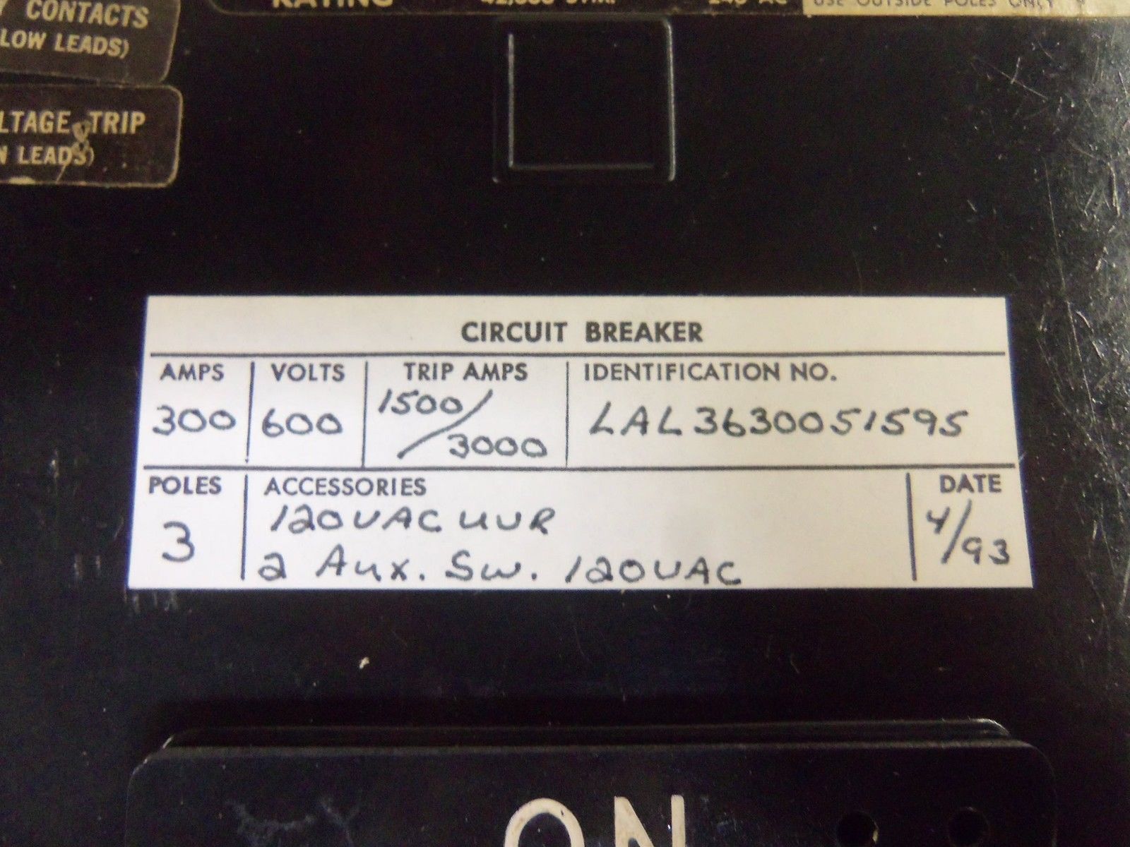 SQUARE D LAL3630051595 CIRCUIT BREAKER UNMP