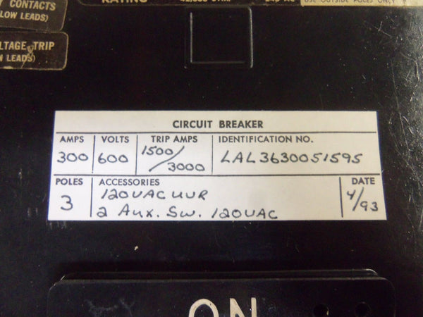 SQUARE D LAL3630051595 CIRCUIT BREAKER UNMP