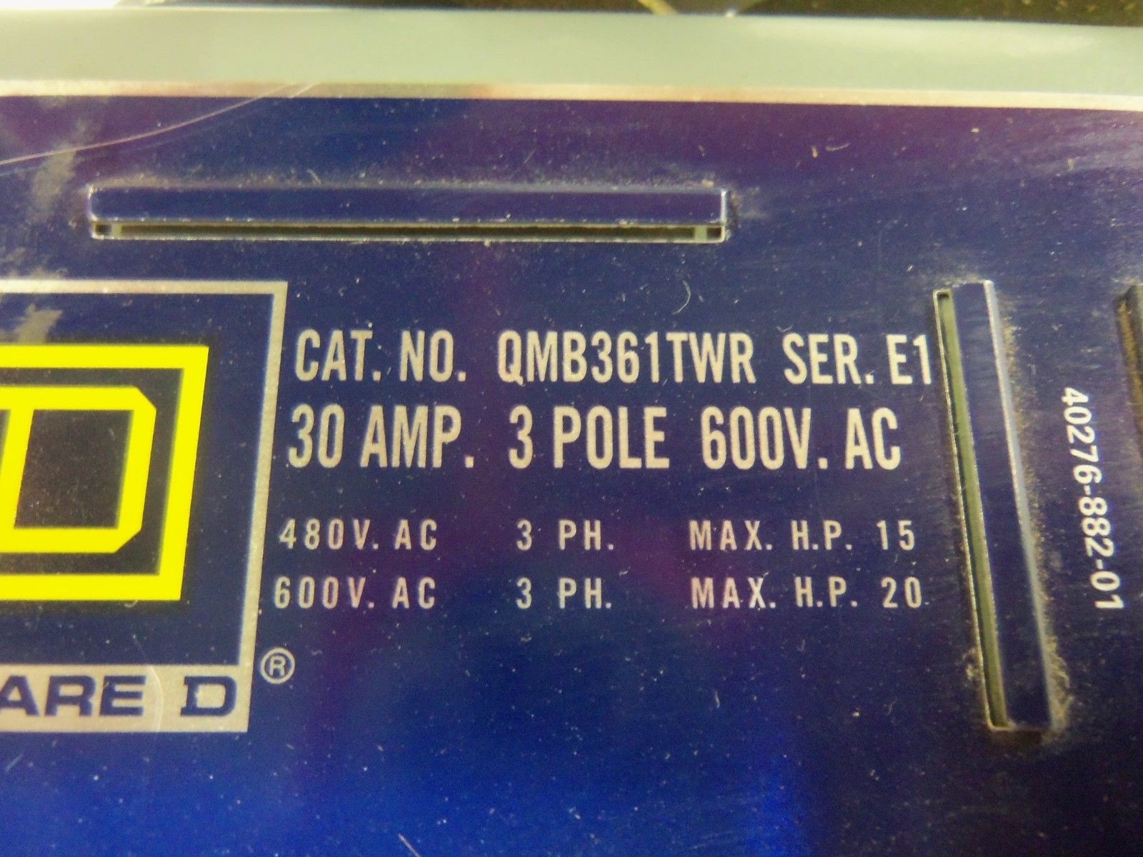 SQUARE D QMB361TWR SWITCH UNMP