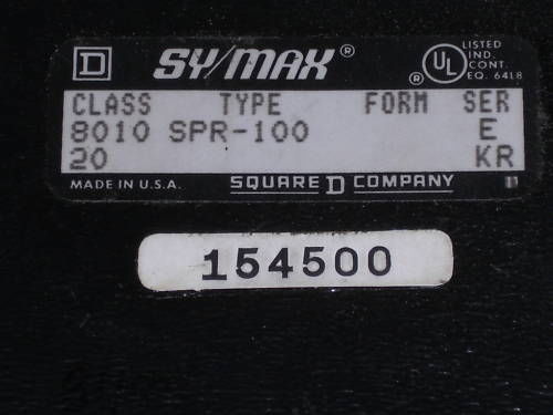 SQUARE D SY/MAX 8010-SPR-100 PROGRAMMER UNMP