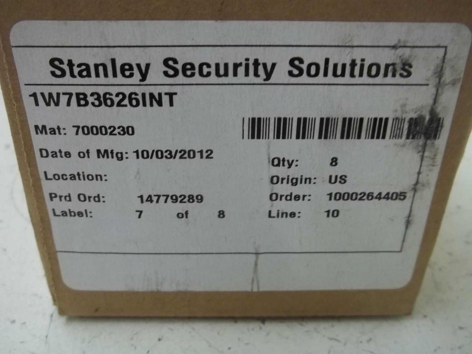 STANDLEY SECURITY SOLUTIONS 1W7B626INT NSMP