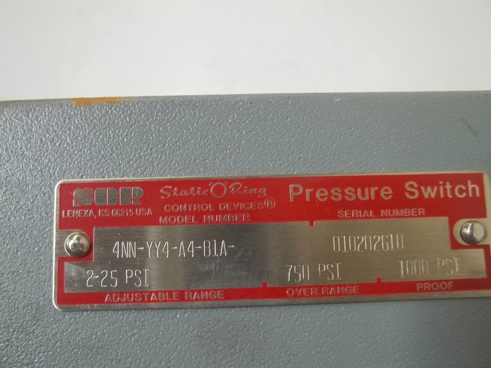 SOR 4NN-YY4-A4-B1A PRESSURE SWITCH UNMP