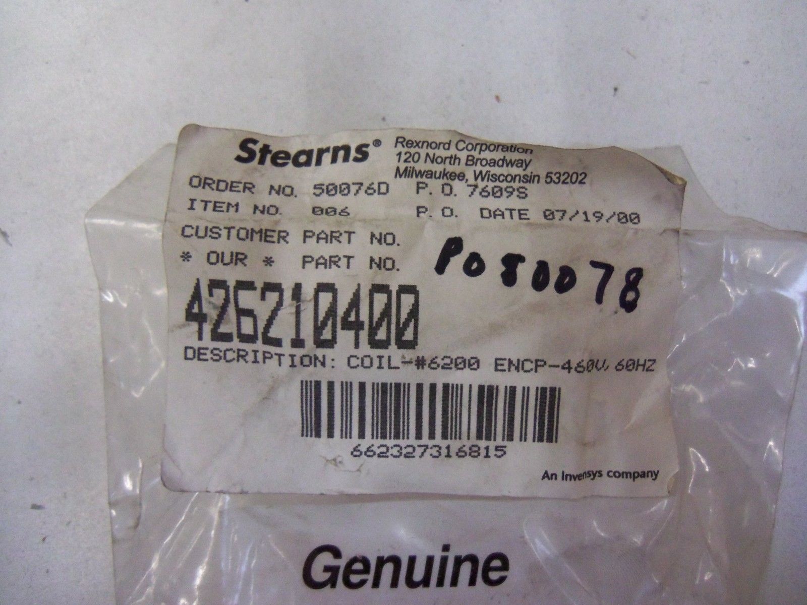 STEARNS 426210400 COIL *NEW NO BOX*
