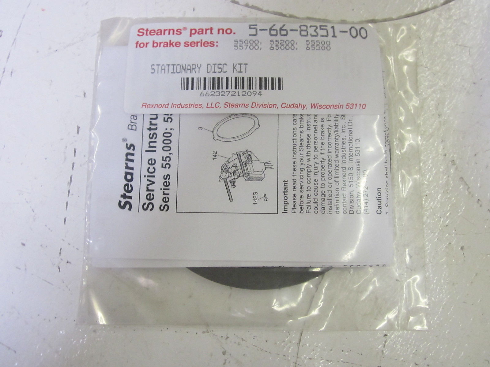 STEARNS BRAKE 5-66-8351-00 STATIONARY DISC KIT * NEW IN A FACTOR BAG *