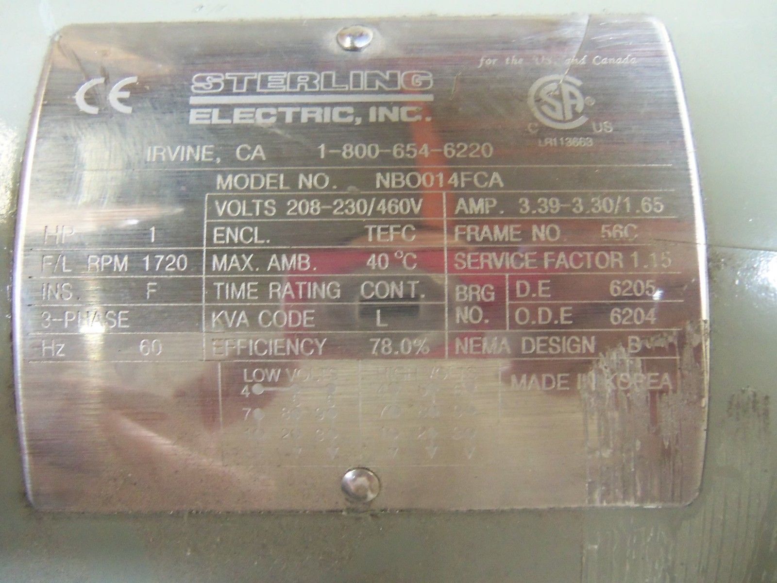 STERLING ELECTRIC NBO014FCA UNMP