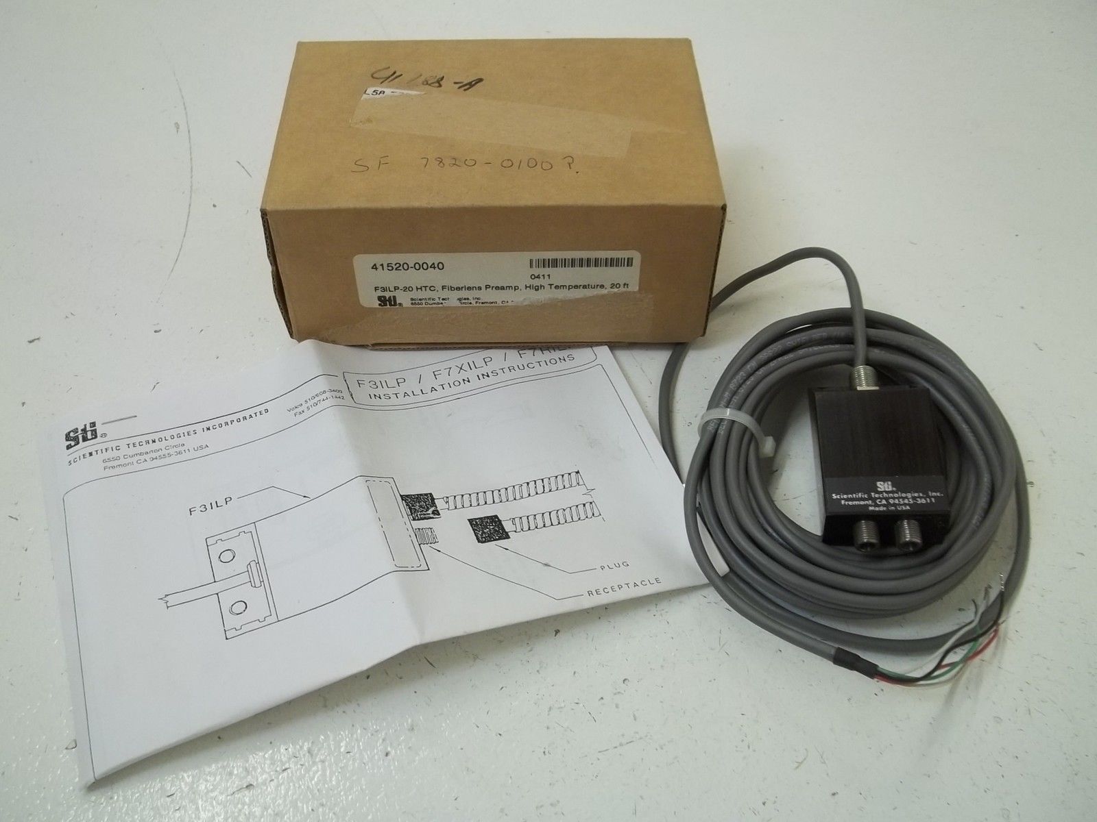 STI 41520-0040 F3ILP-20-HTC FIBERLENS PREAMP HIGH TEMPERATURE 20' NSMP