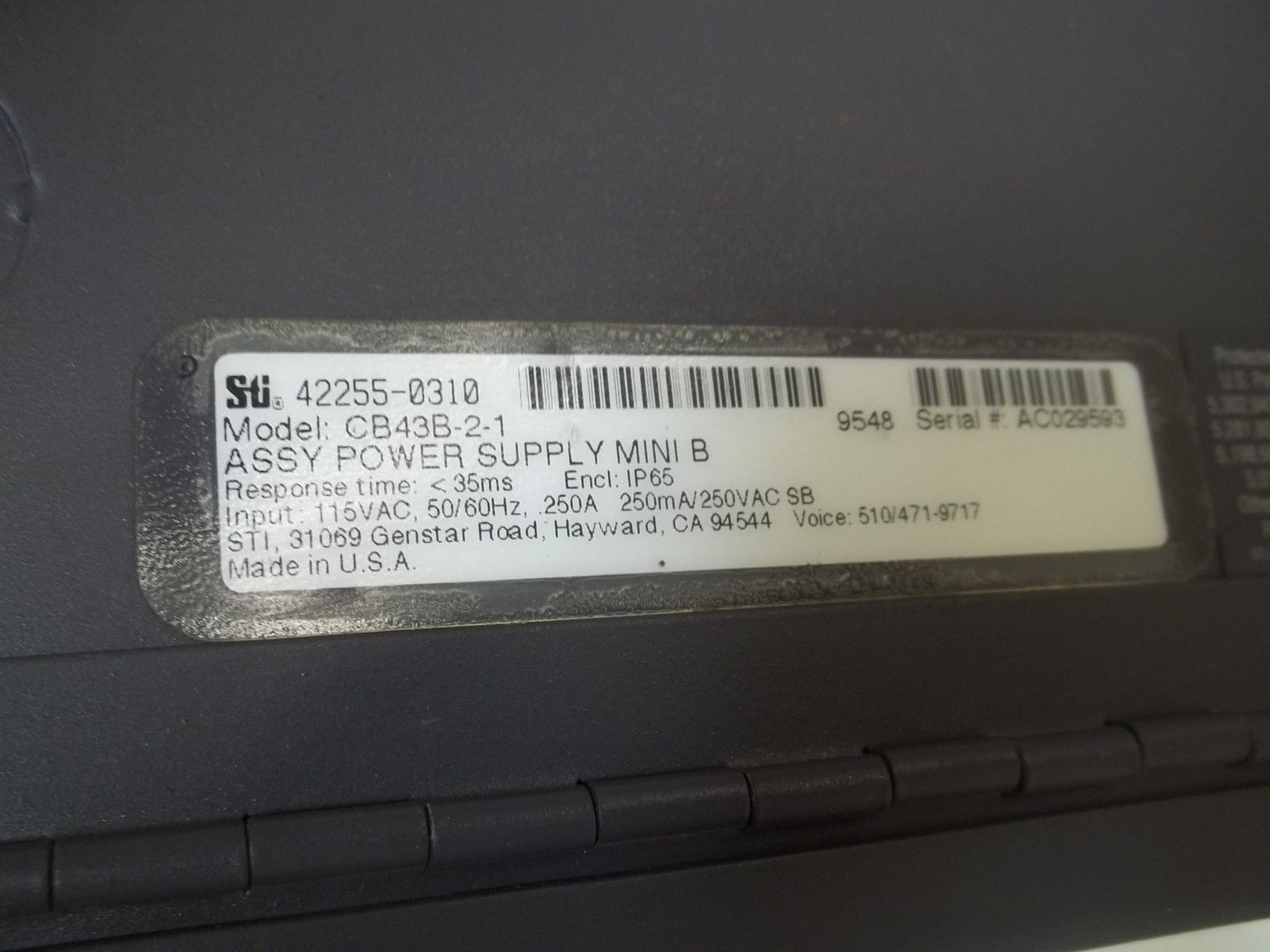 STI 42255-3010 MODEL CB43B-2-1 ASSY POWERY SUPPLY MINI B UNMP