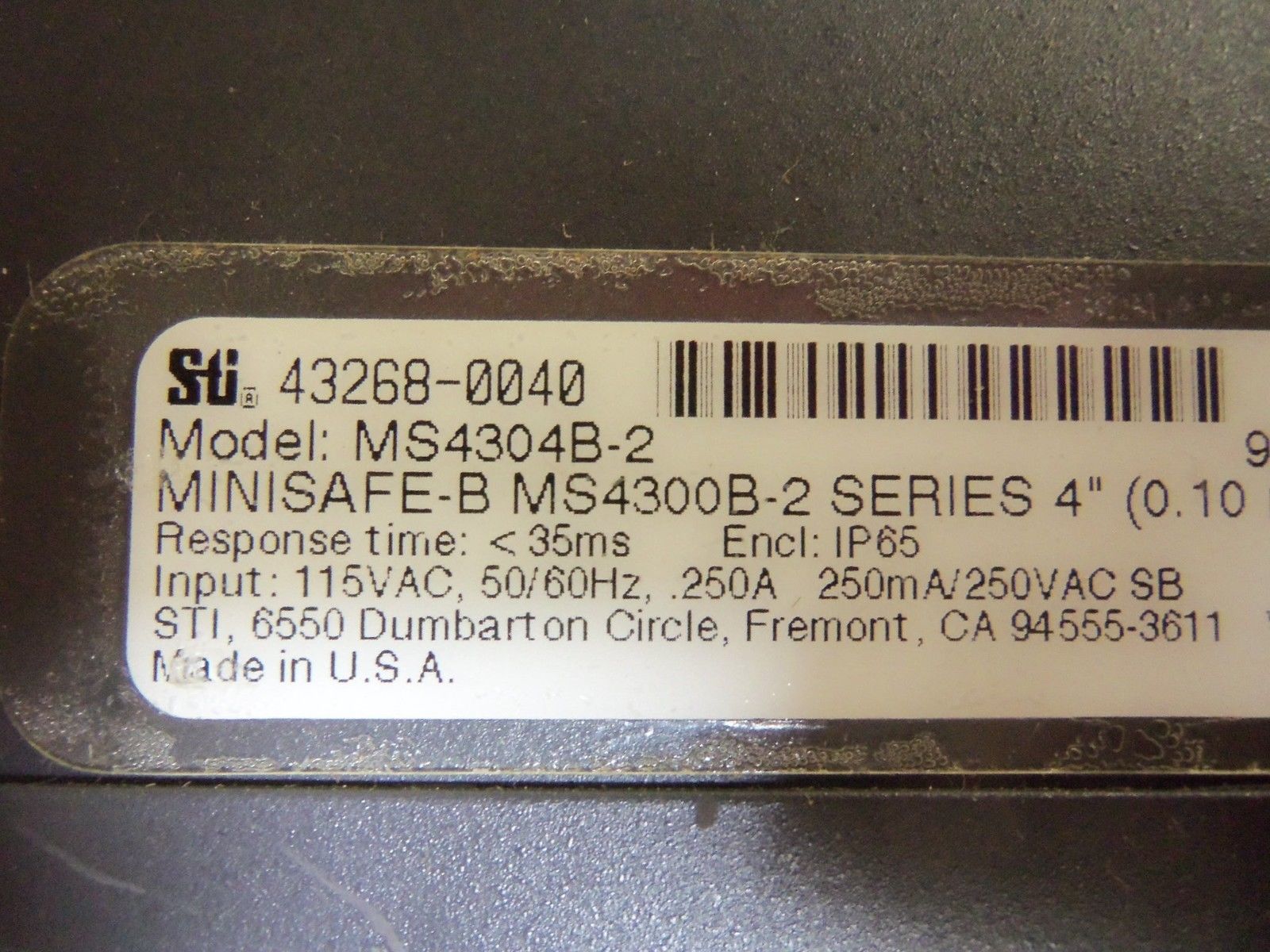 STI MS4304B-2 LIGHT CURTAIN CONTROLLER RECEIVER UNMP