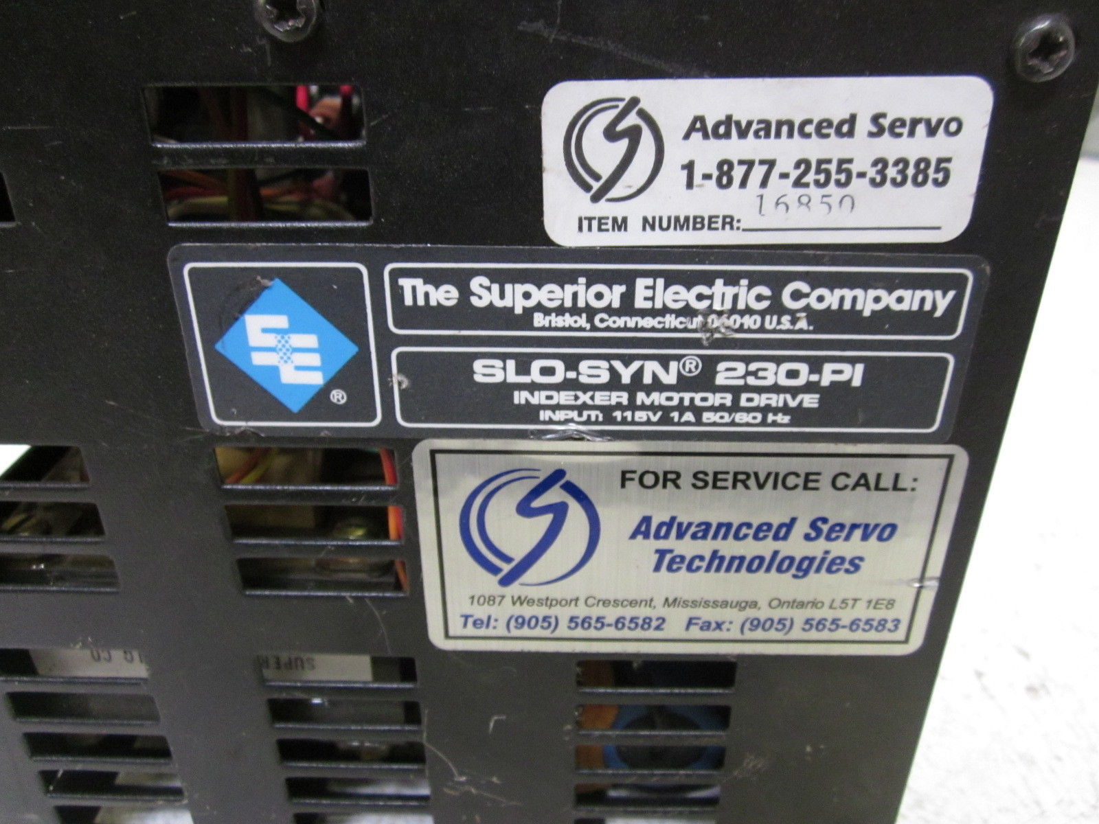 SUPERIOR ELECTRIC CO. 230-P1 115V INDEXER MOTOR DRIVE UNMP