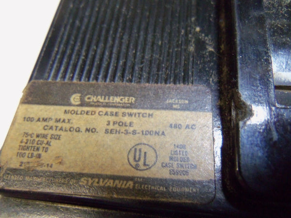 SYLVANIA SEH-3-S-100NA CIRCUIT BREAKER UNMP