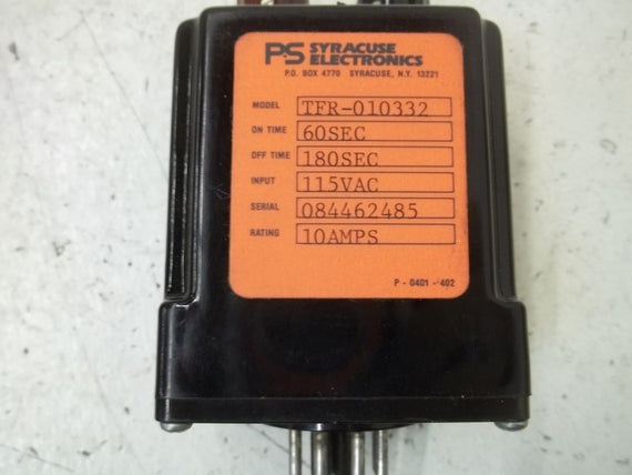 SYRACUSE ELECTRONICS TFR-010332 RELAY 115VAC  *USED*