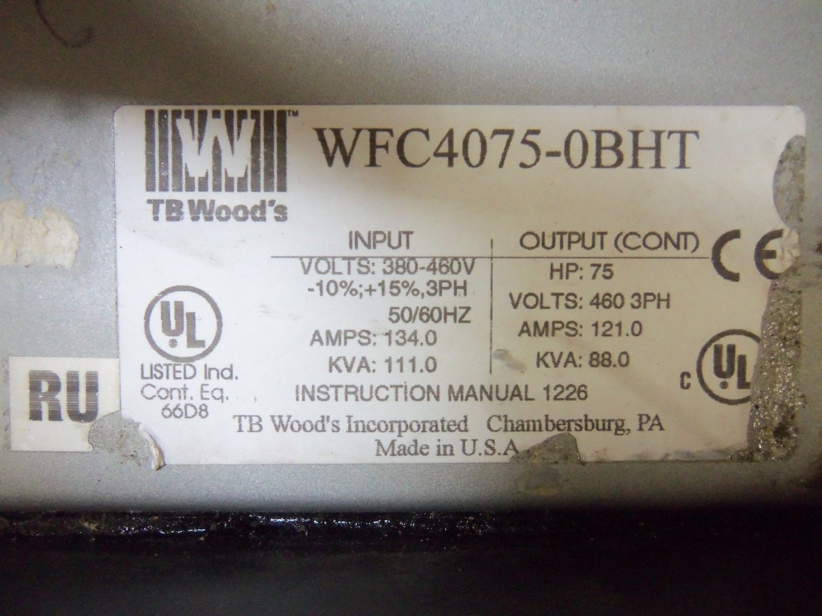 TB WOODS WFC4075-0BHT AC INVERTER (AS PICTURED) UNMP