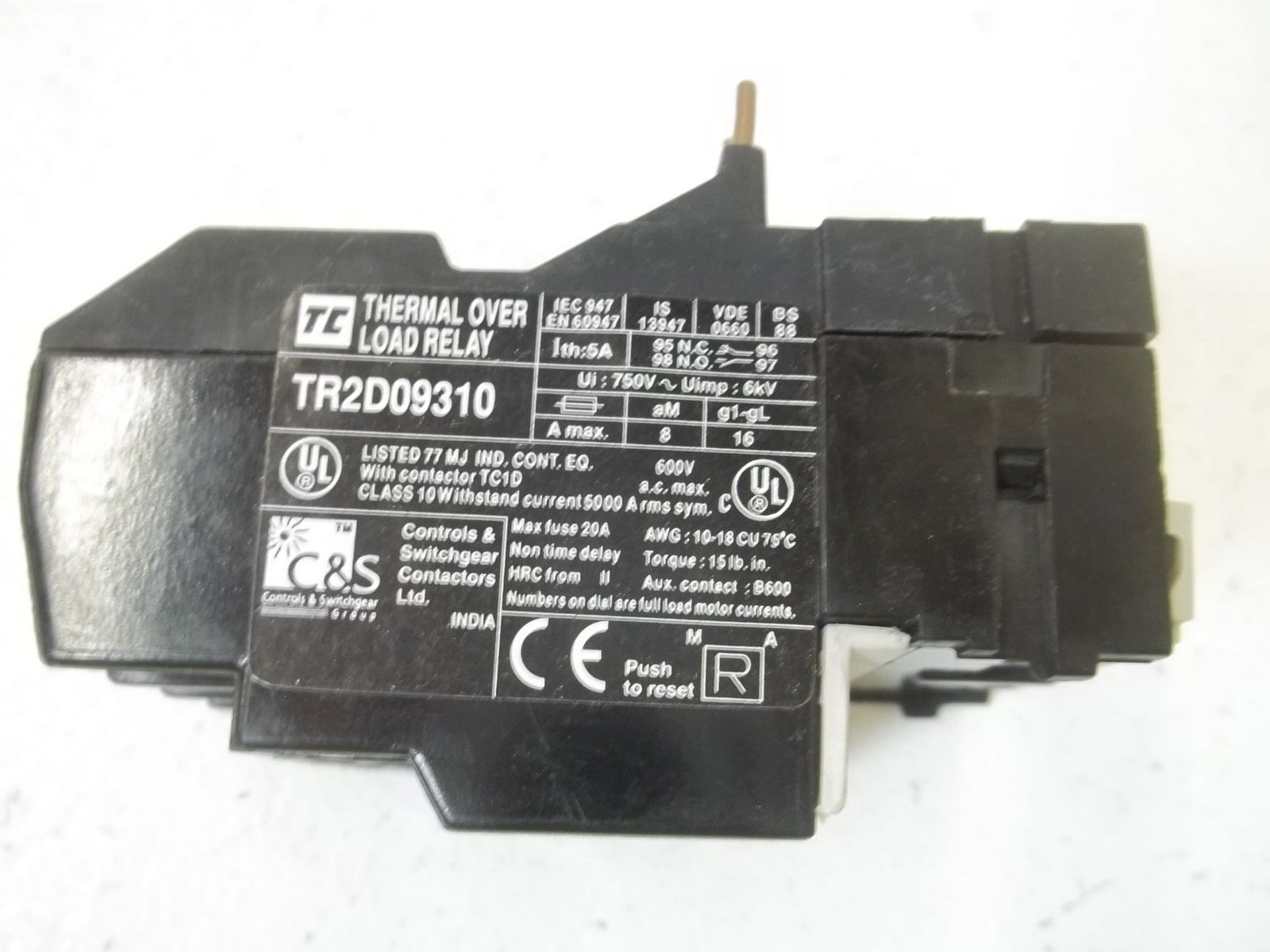 TC TR2DO9310 THERMAL OVER LOAD RELAY UNMP
