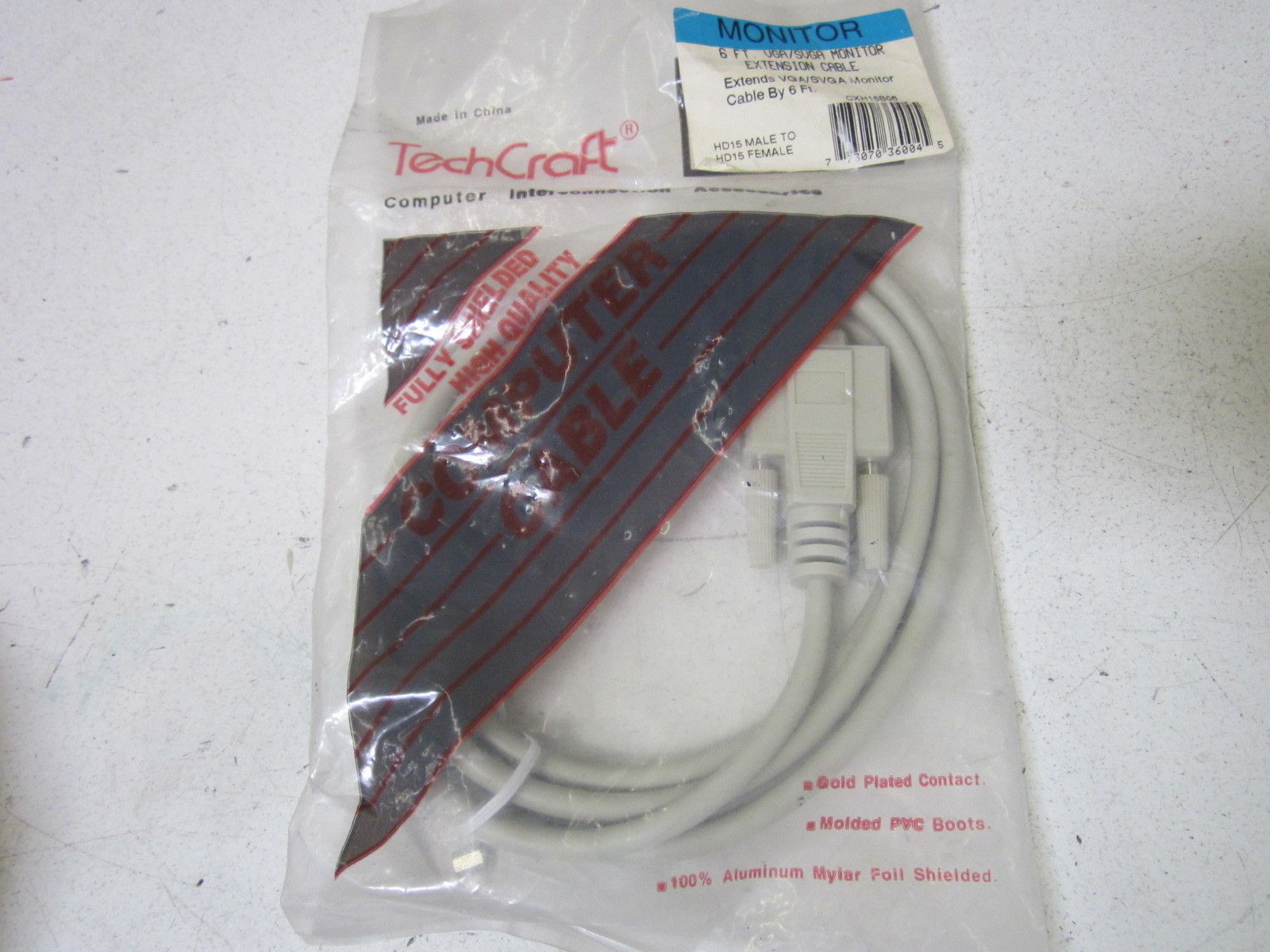TECH CRAFT CXH15B06 6FT VGA/SVGA MONITOR EXTENSION CABLE NSMP