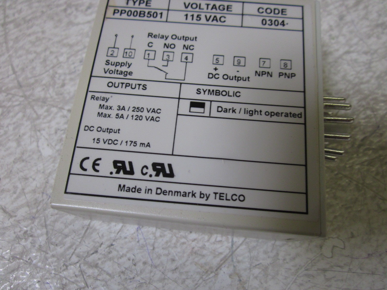 TELCO PP0UB501 115VAC RELAY NSMP