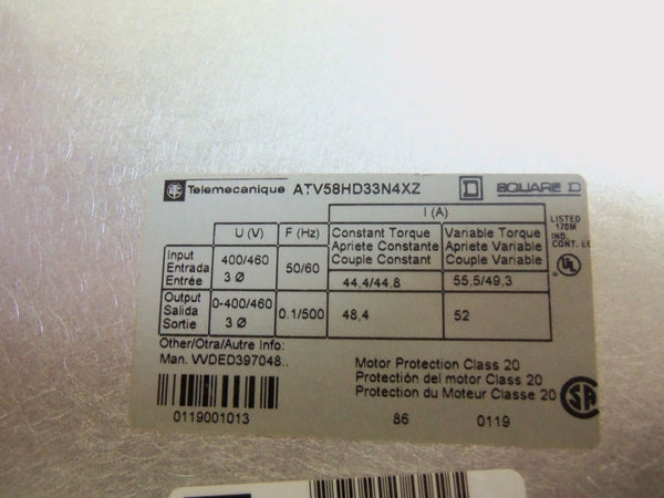 TELEMECANIQUE ATV58HD33N4XZ DRIVE UNMP