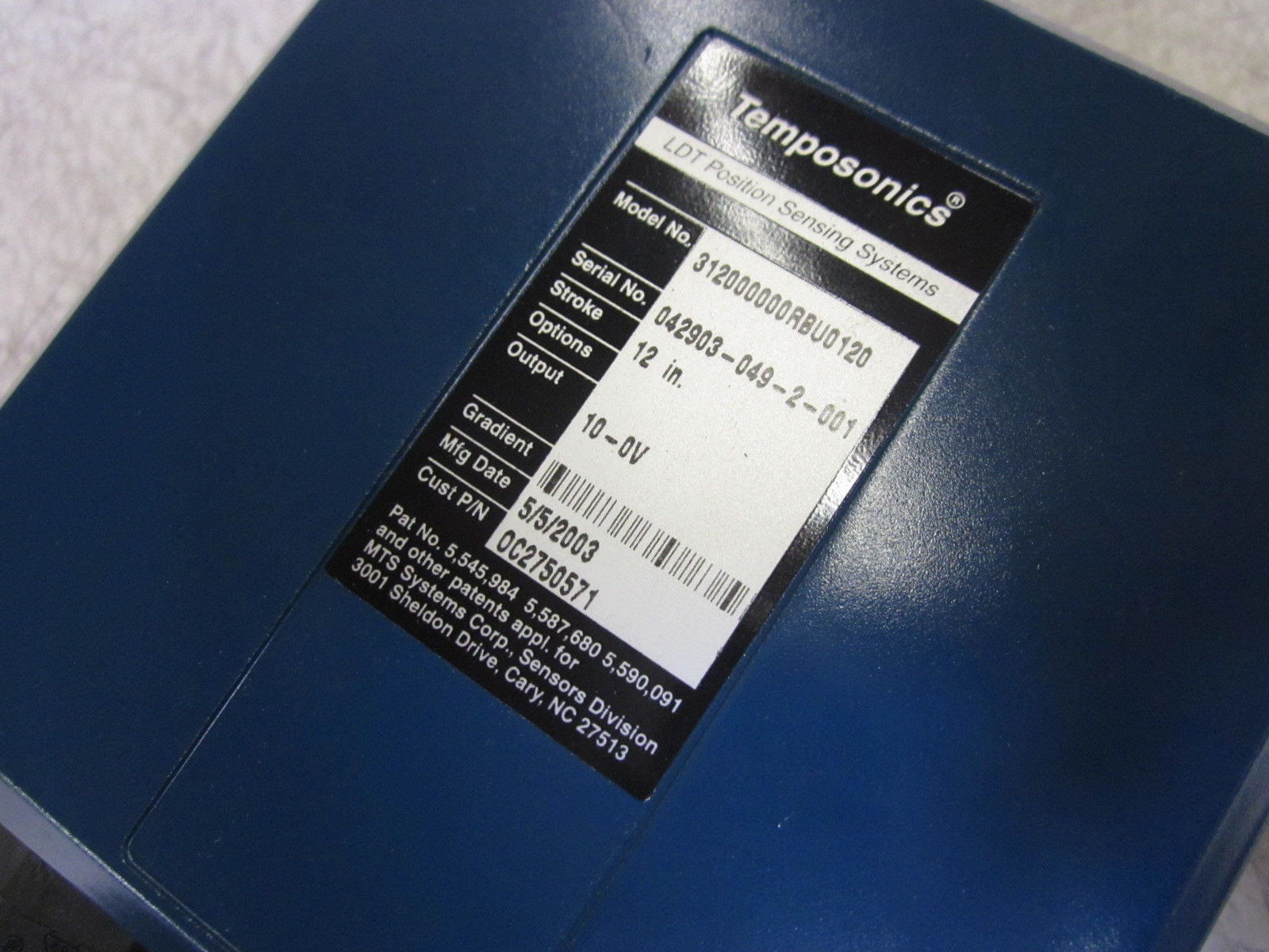 MTS TEMPOSONICS 312000000RBU012 LTD POSITION SENSING SYSTEMS 10-0V NSNP