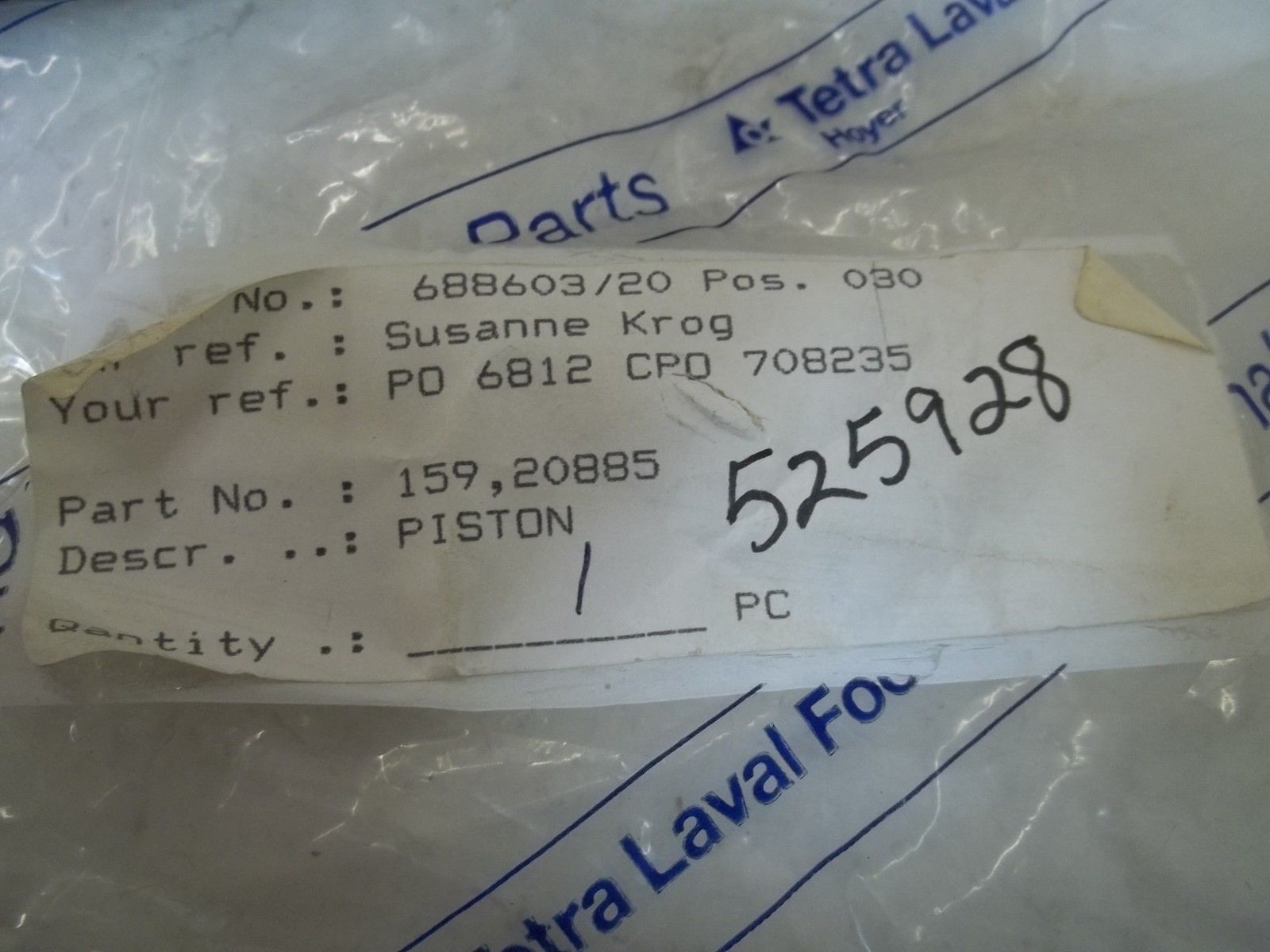 TETRA LAVAL FOOD 159,20885 PISTON *NEW NO BOX*