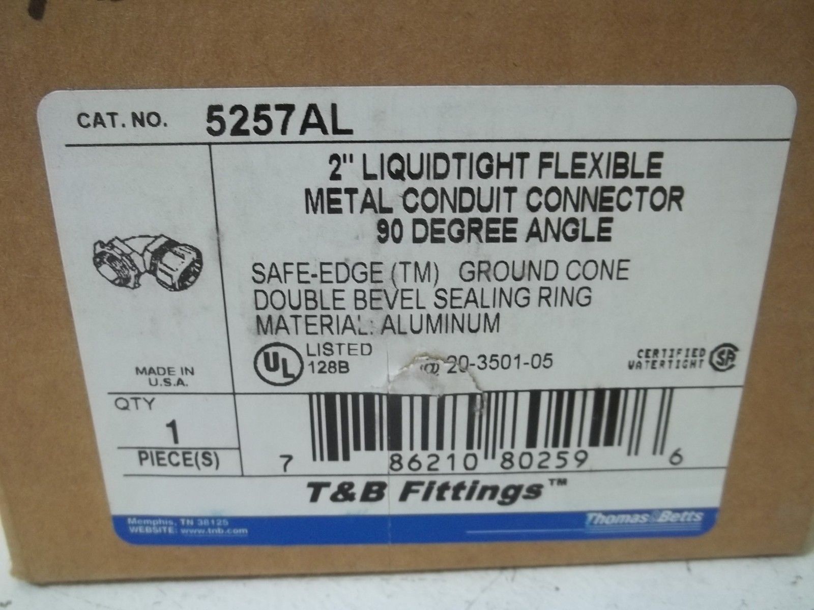 THOMAS & BETTS 5257AL 2" CONDUIT CONNECTOR 90 DEGREE ANGLE NSMP