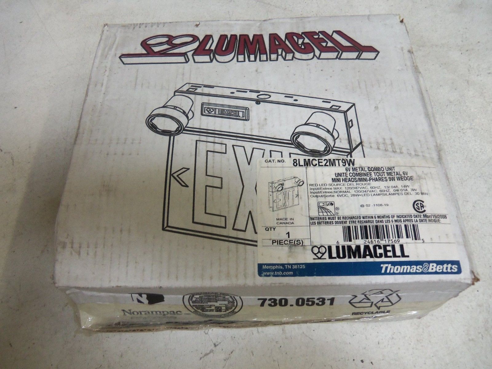 THOMAS & BETTS 8LMCE2MT9W EXIT SIGN *NEW IN BOX*
