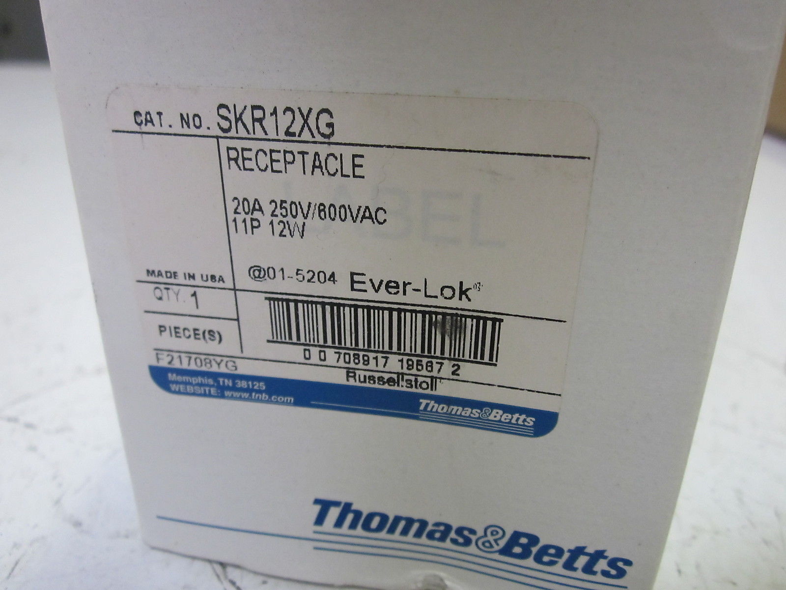 THOMAS & BETTS SKR12XG RECEPTACLE 20A 250V NSMP
