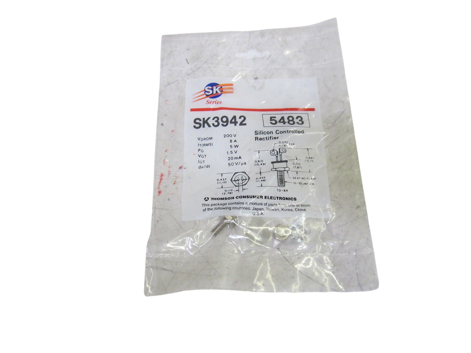 THOMASON  SK3942 CONTROLLED RECTIFIER 8A 5W 200V NSMP