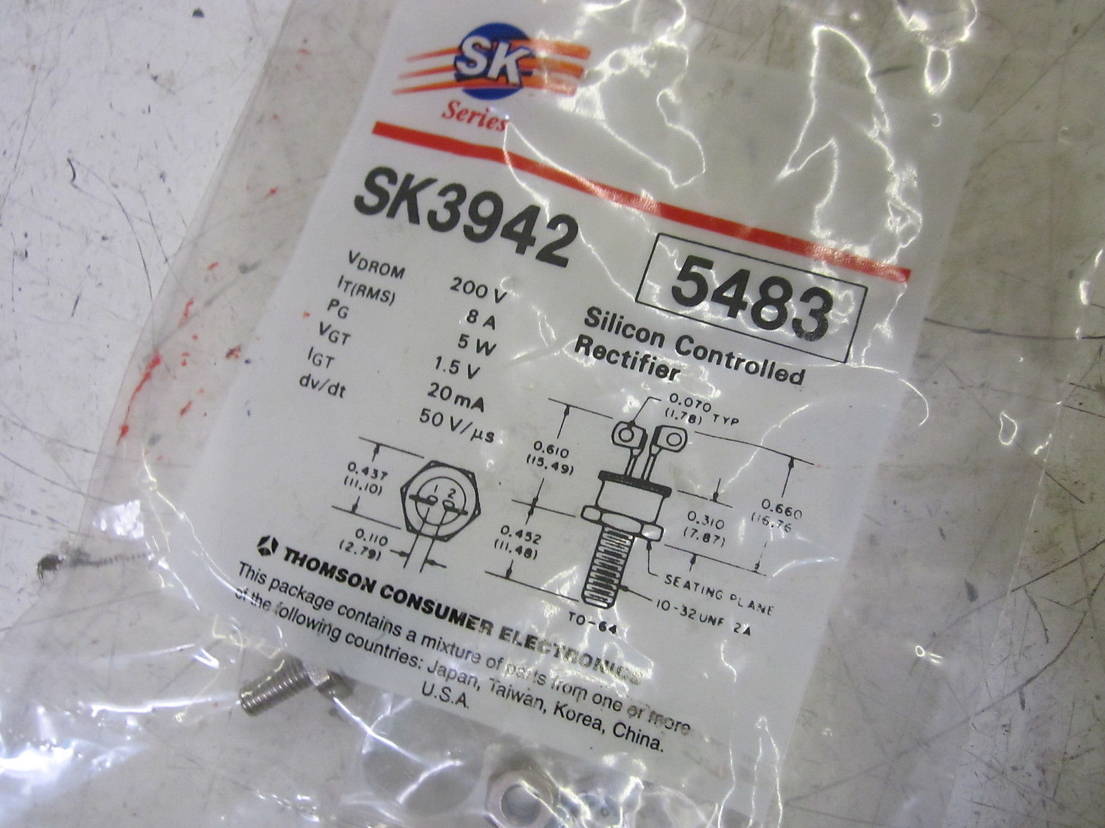 THOMASON  SK3942 CONTROLLED RECTIFIER 8A 5W 200V NSMP