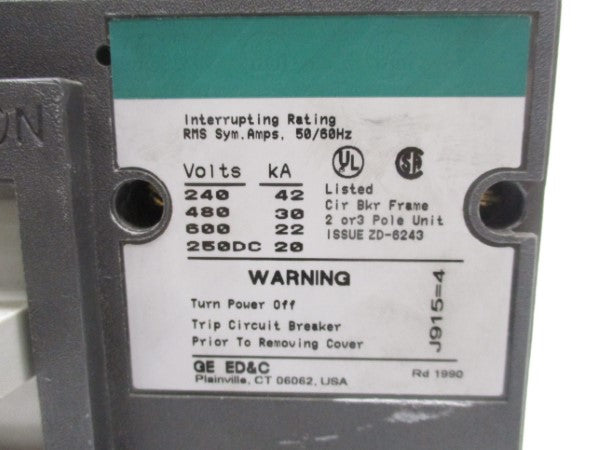 GENERAL ELECTRIC TJK636600 600A w/ SHUNT TRIP DEVICE NSNP