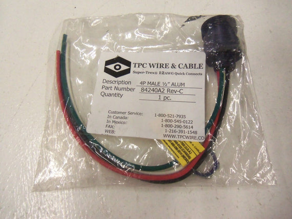 TPCE WIRE & CABLE 84240A2 REV.C 4P MALE 1/2" ALUM *NEW IN BAG*