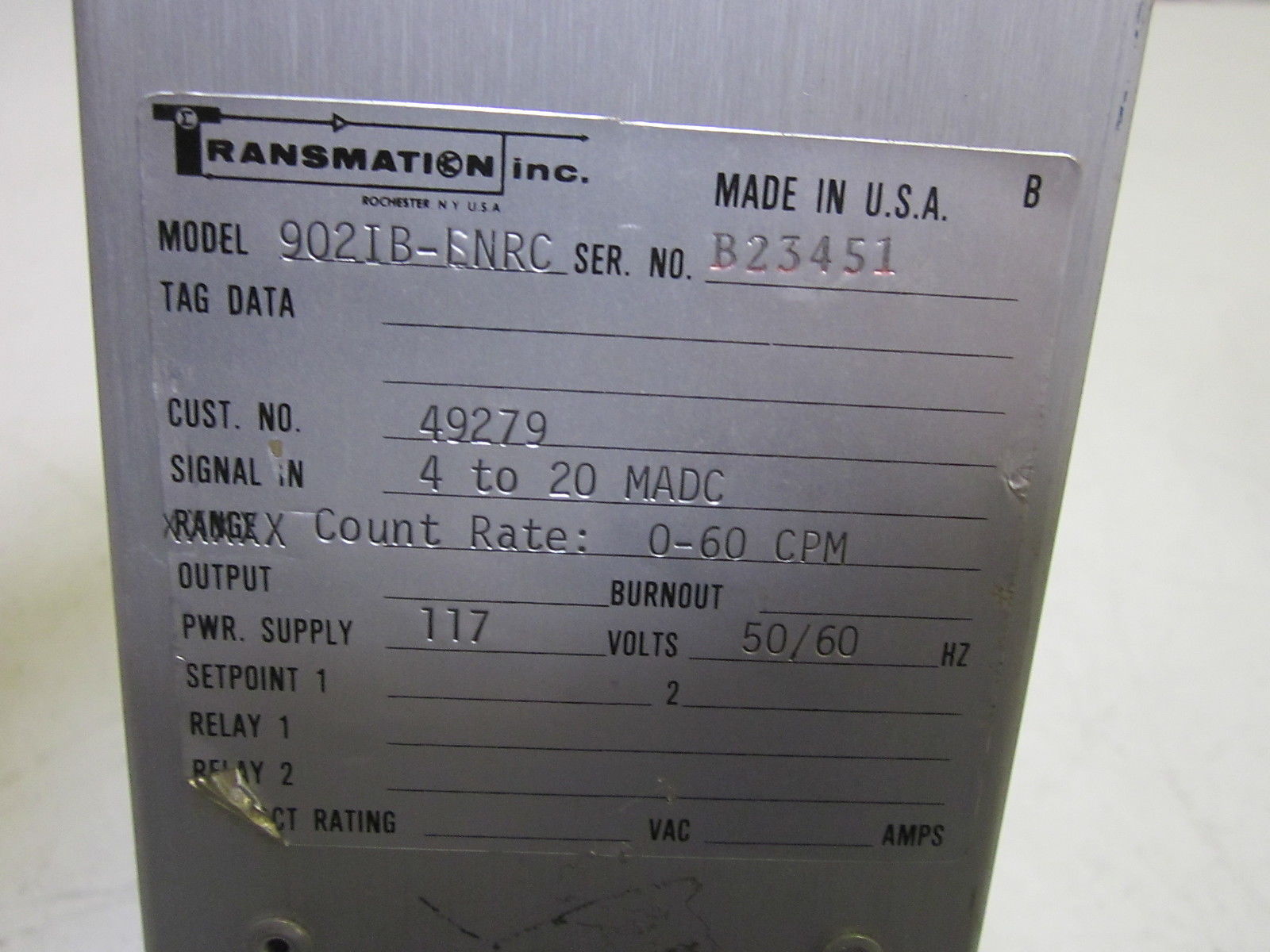 TRANSMATION INC, 902IB-LNRC COUNTER 4-20 MADC 117V UNMP