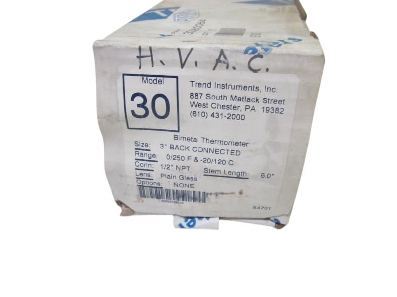 TREND INSTRUMENTS MODEL 30 3" BIMETAL THERMOMETER -20 / 120 F NSMP