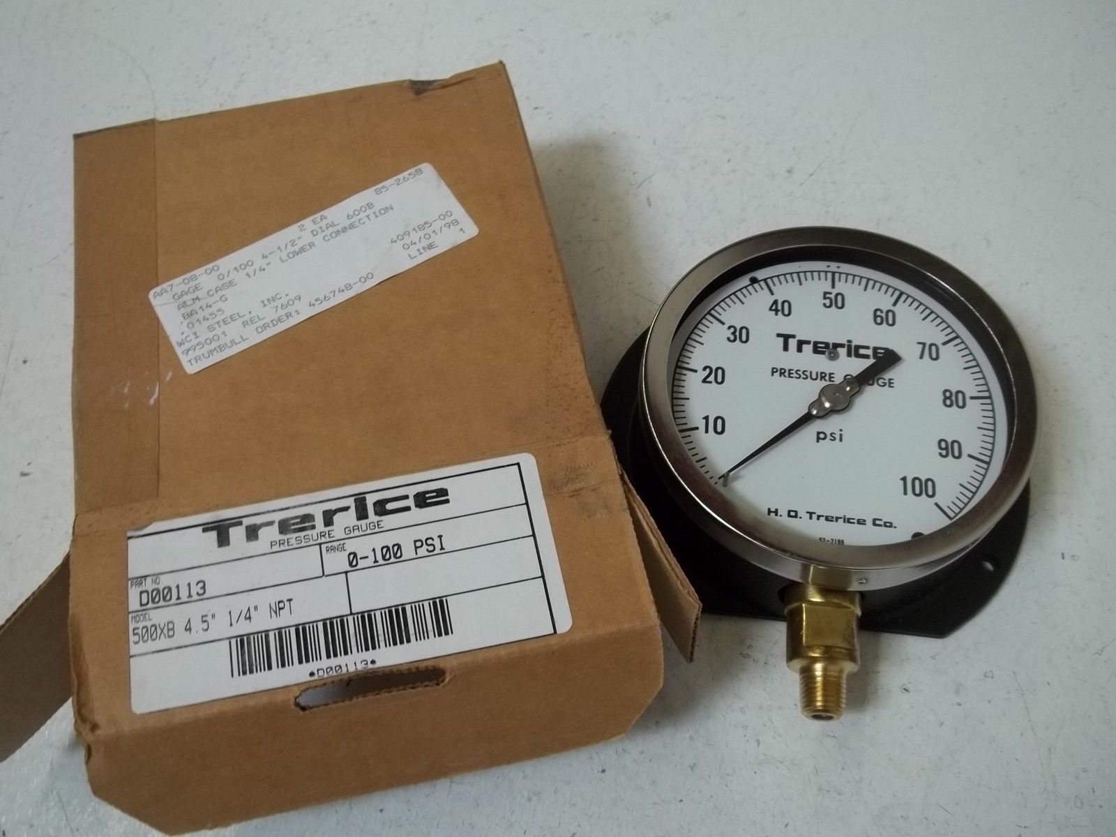 TRERICE D00113 PRESSURE GAUGE 0-100PSI NSMP