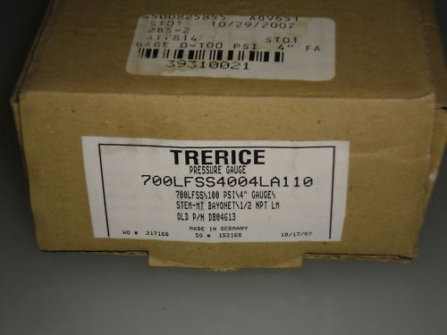 TRERICE PRESSURE GAUGE 700LFSS4004LA110  *NEW IN BOX*
