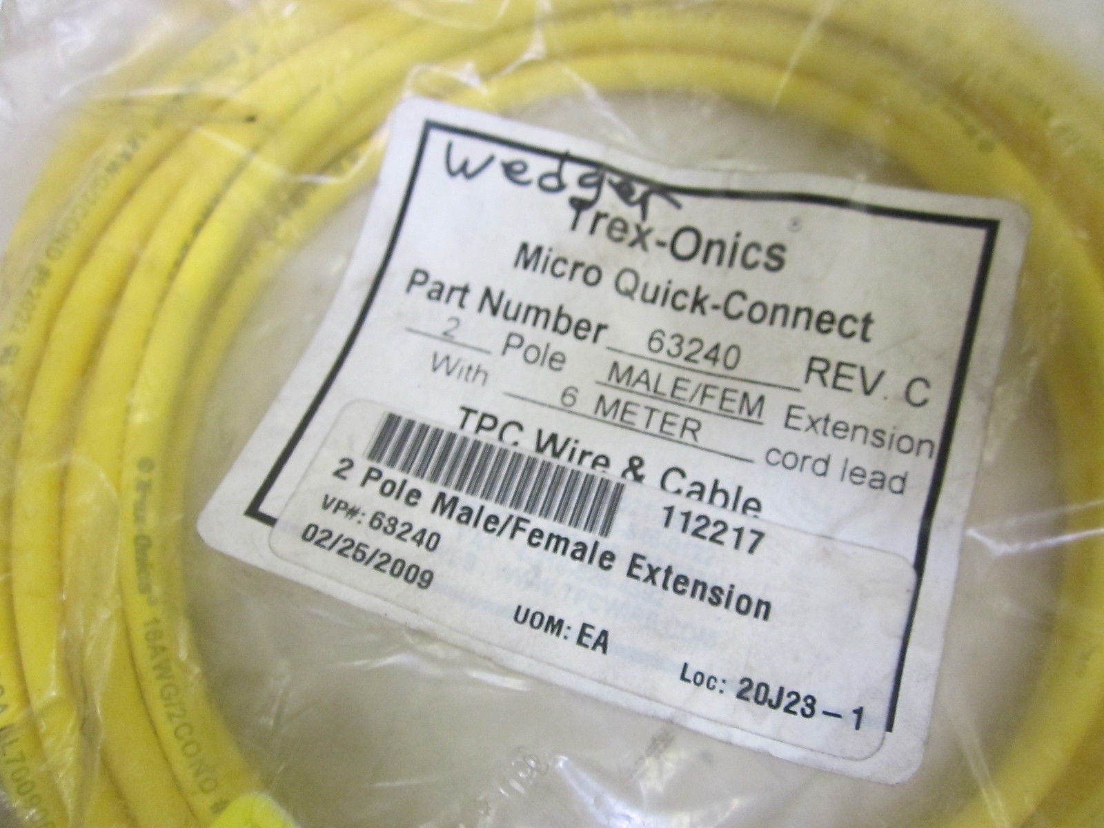 TREX-ONICS 63240 REV.C MICRO QUICK CONNECT CORD  NSMP