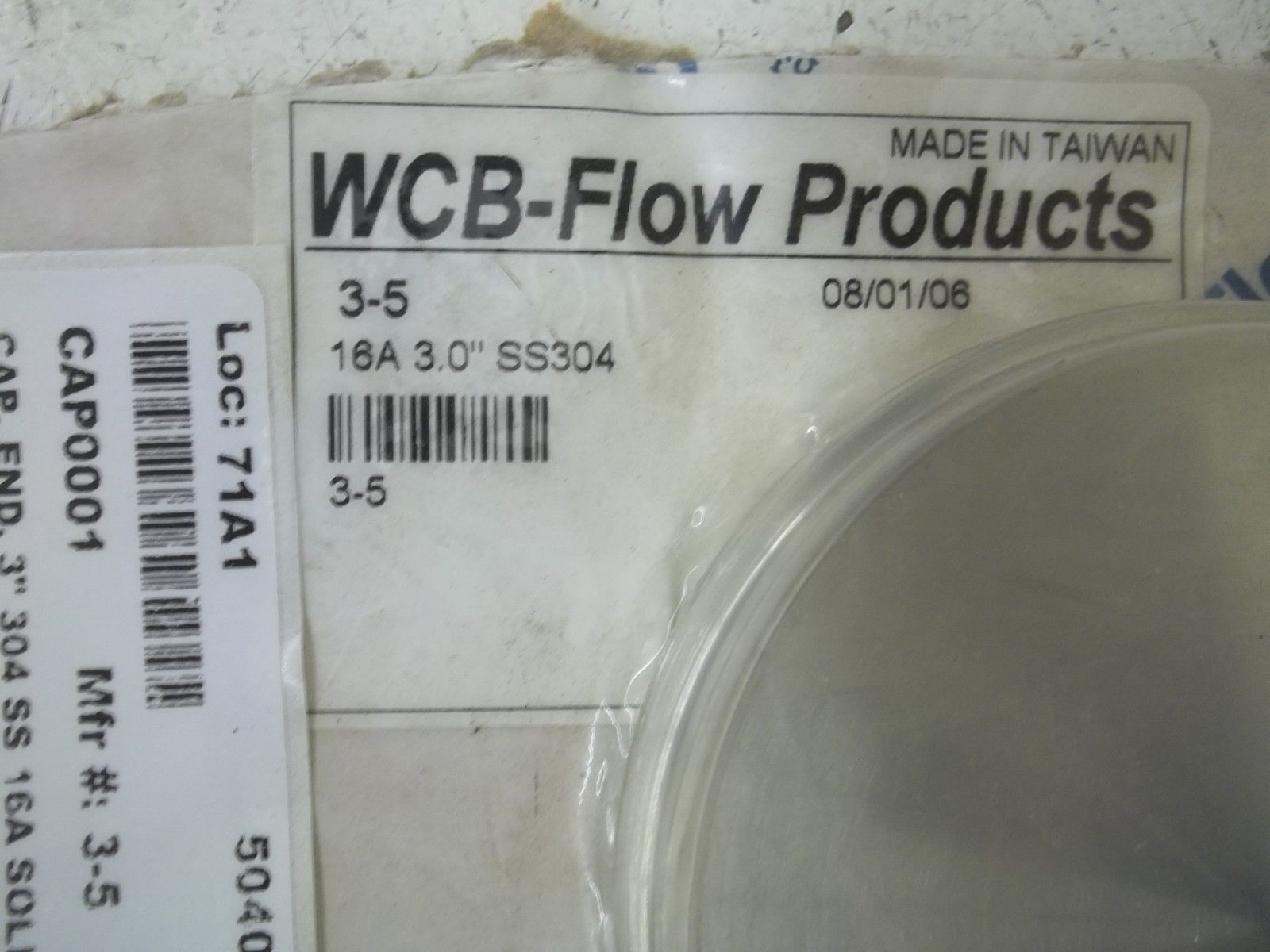 TRI-CLOVER WCB-FLOW PRODUCTS 3-5 CAP, END 16A 3.0" SS304 NSMP