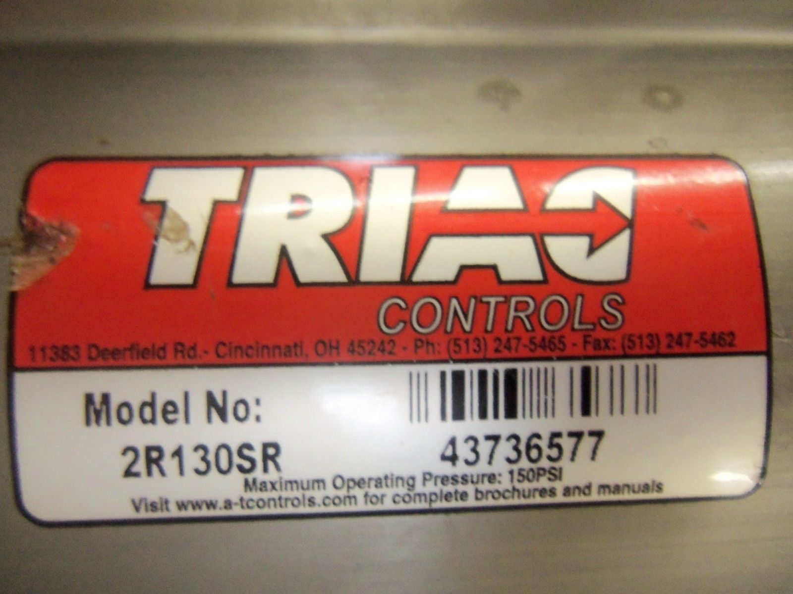 TRIAD CONTROLS 2R130SR SPRING RETURN PNEUMATIC ACTUATOR UNMP