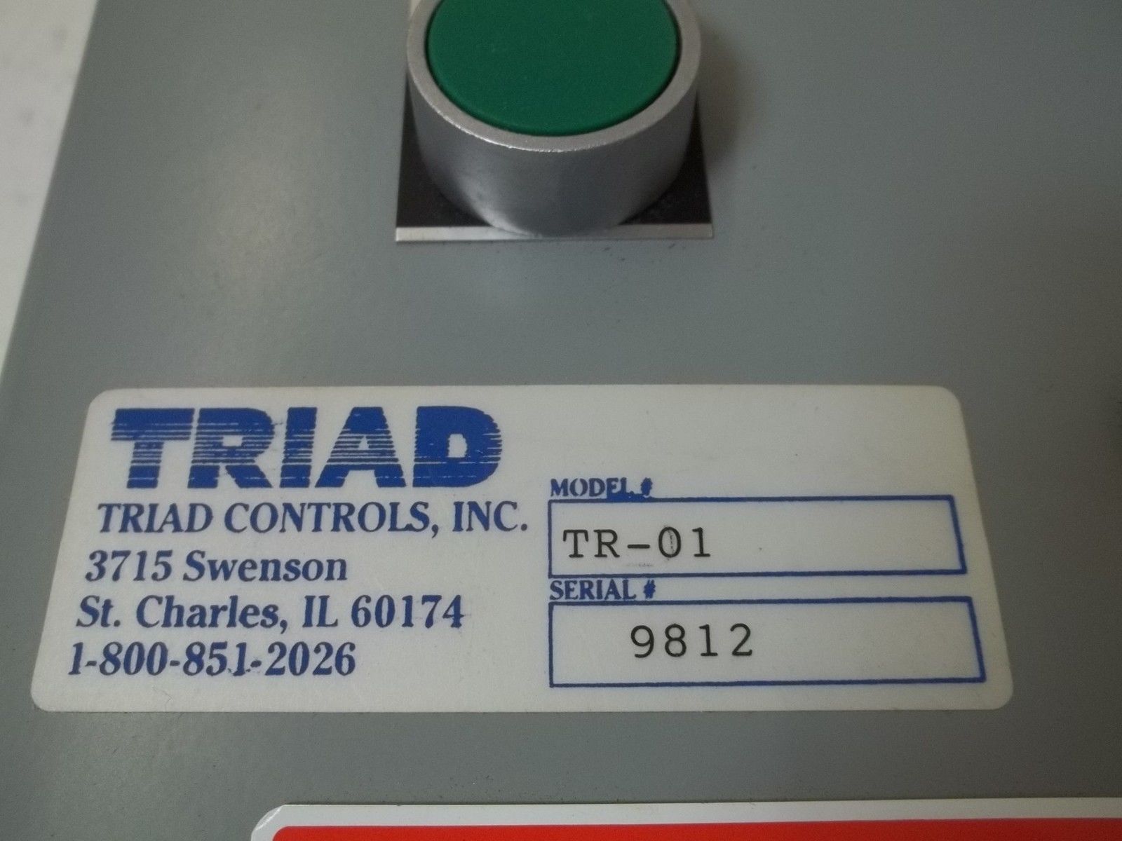 TRIAD CONTROLS , INC. TR-01 UNMP