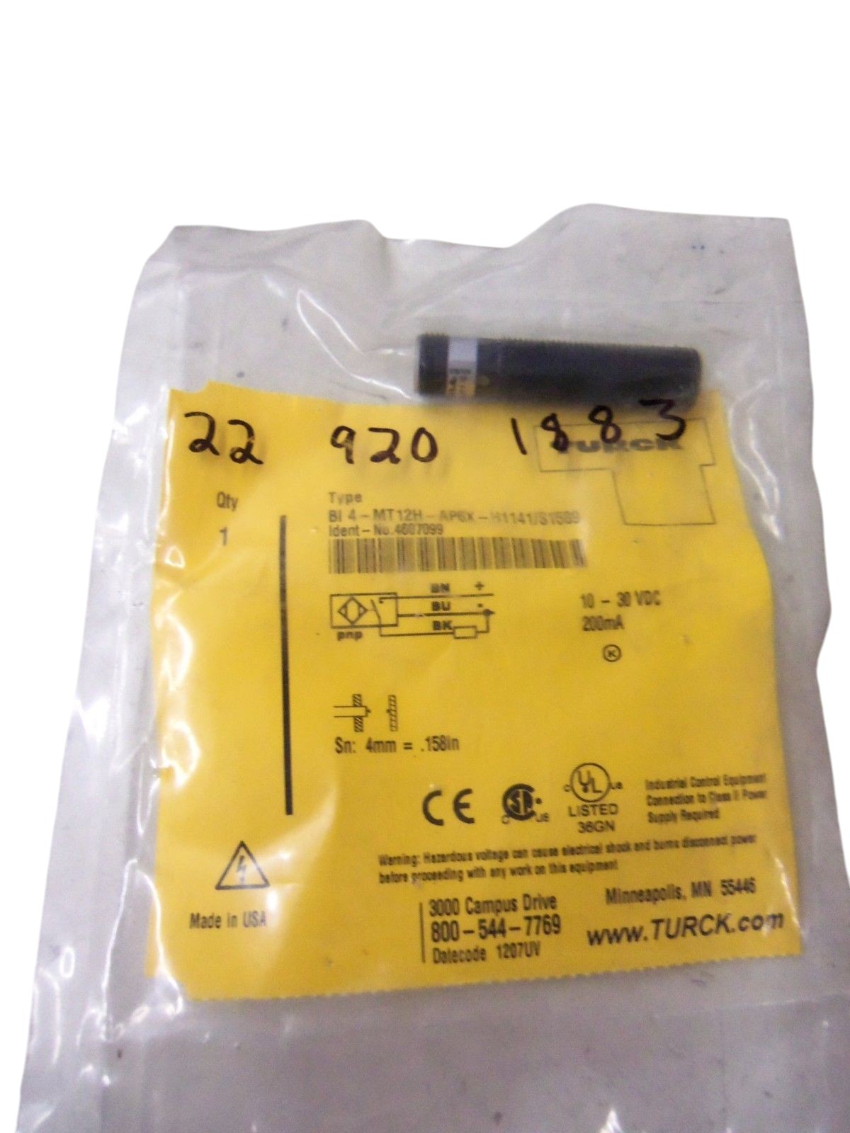TURCK BI4-MT12H-AP6X-H1141/S1589 NSMP