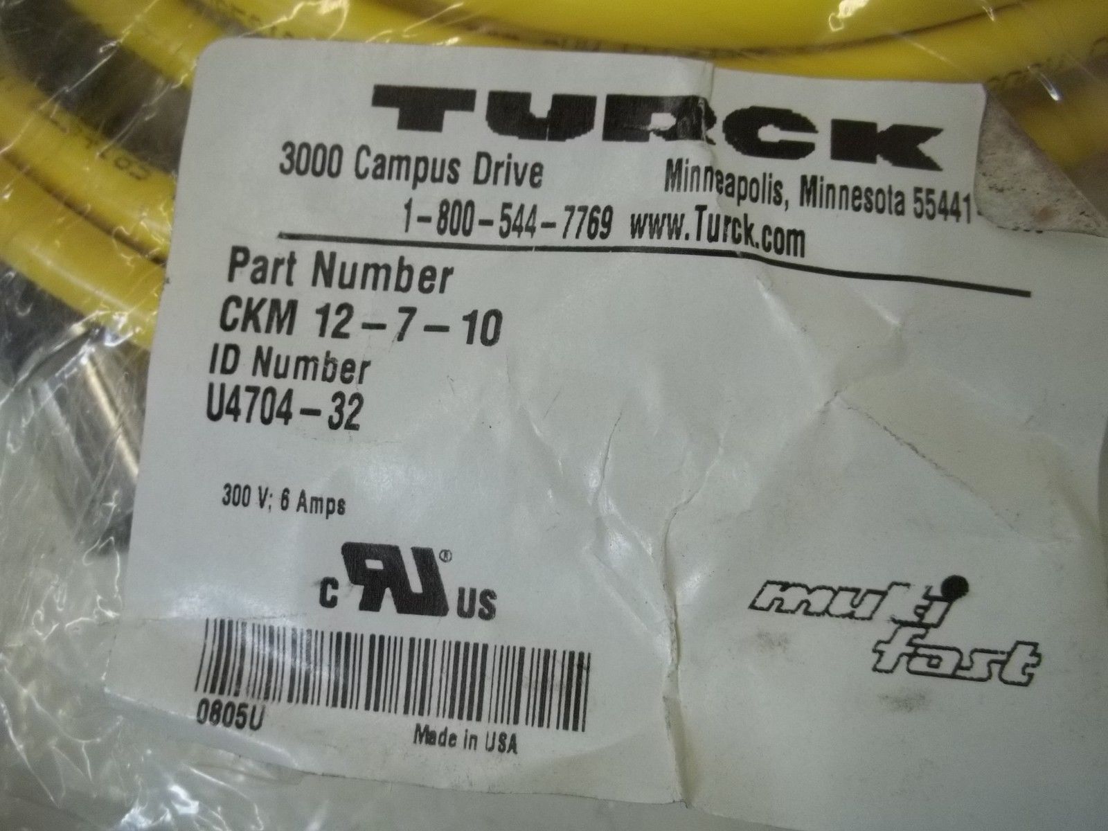TURCK CKM12-7-10 CORDSET NSMP