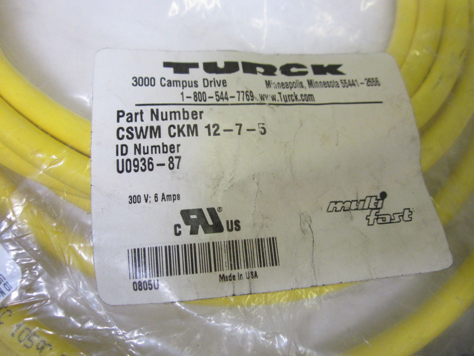 TURCK CSWMCKM12-7-5 MOLDED CORDSET NSMP