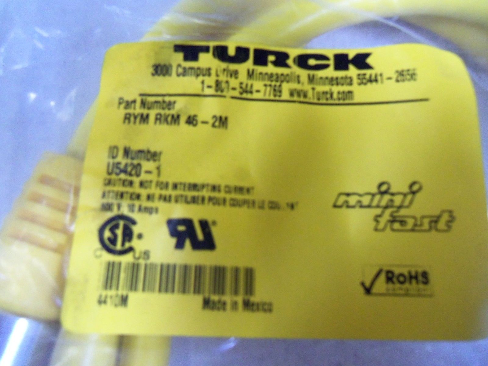 TURCK EXTENSION CABLE RYMRKM46-2M NSMP