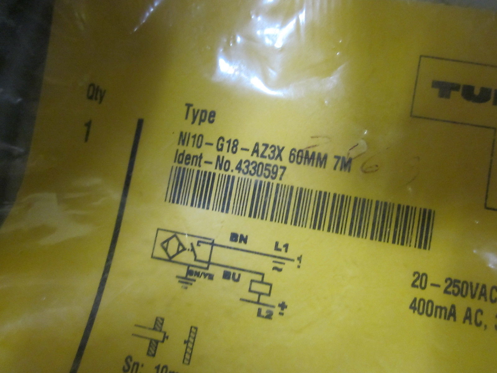 TURCK NI0-G18-AZ3X 60MM 7M PROXIMITY SWITCH 20-250VAC NSMP