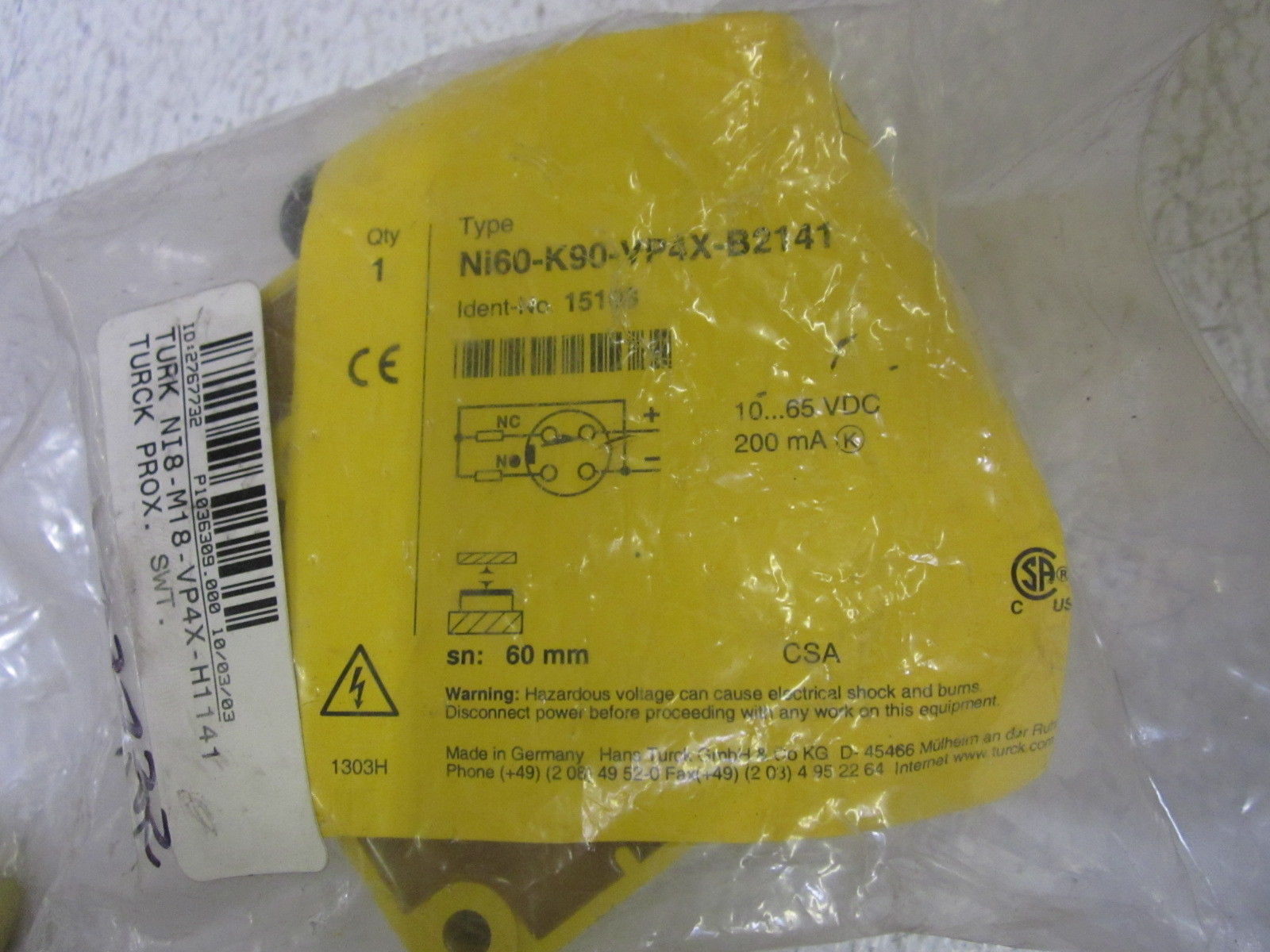 TURCK NI60-K90-VP4X-B2141 SWITCH *NEW IN BAG*
