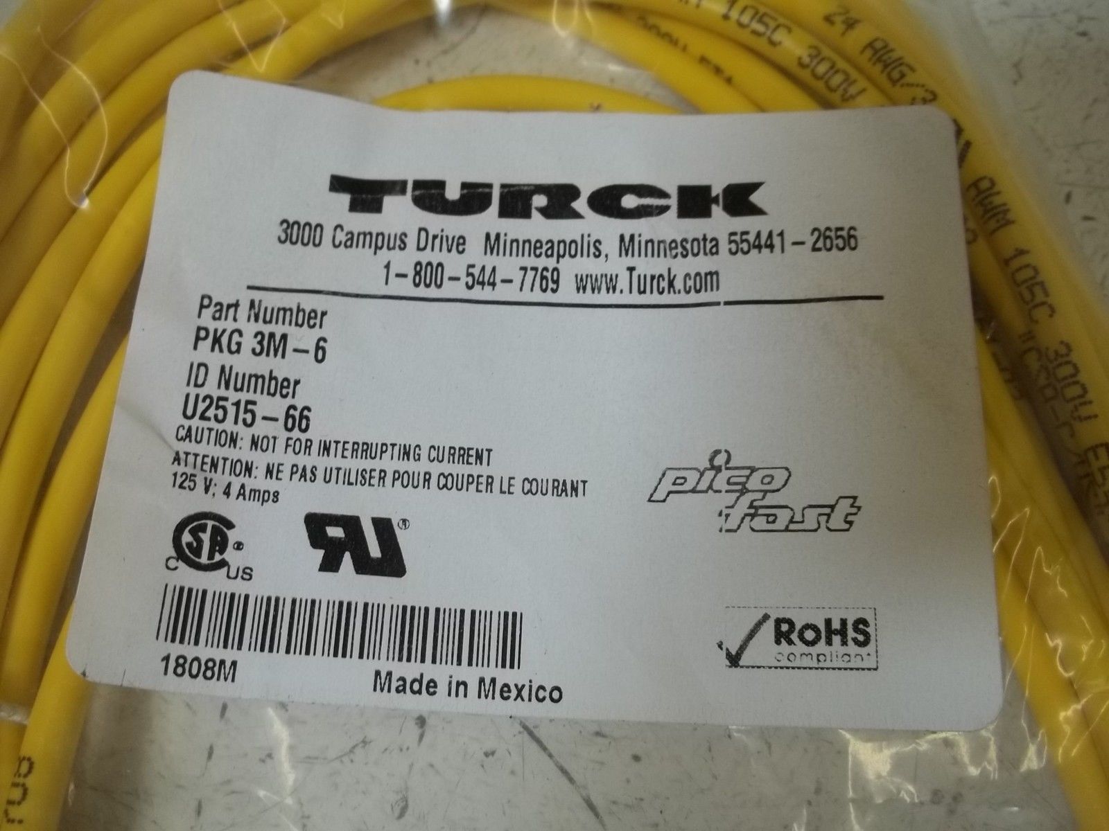 TURCK PKG 3M-6 CORDSET NSMP