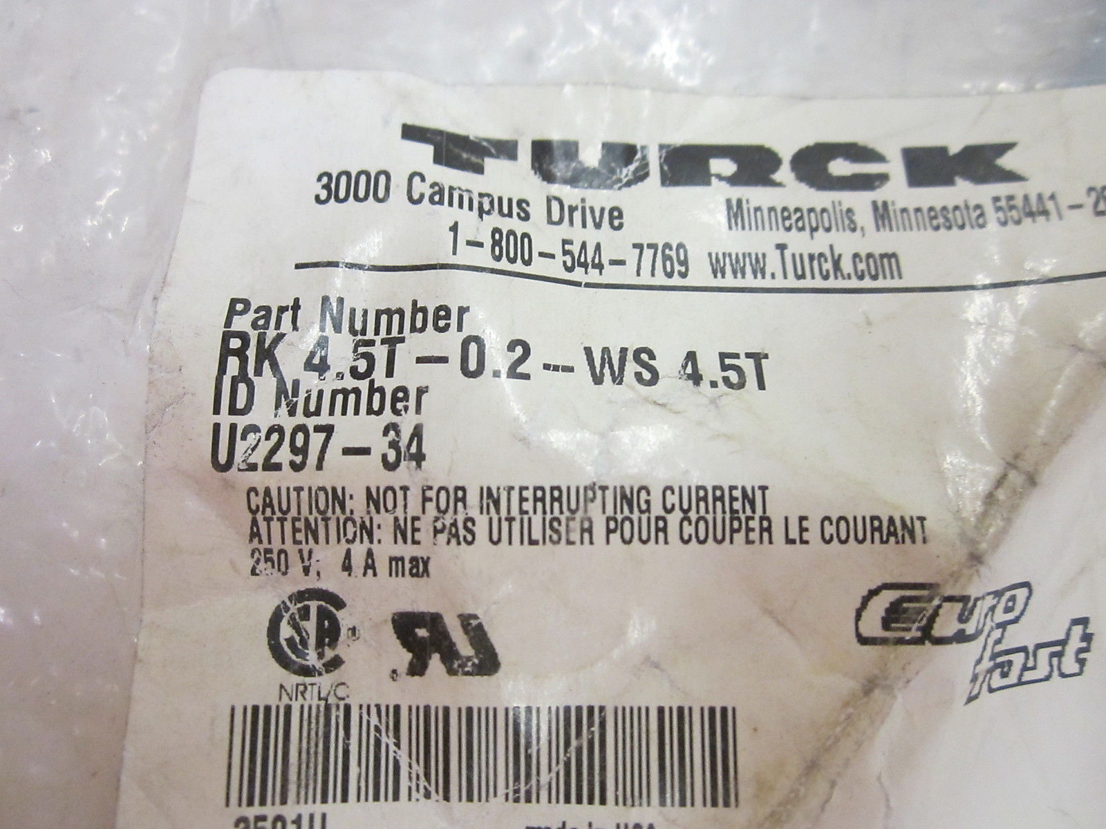 TURCK RK 4.5T-0.2-WS 4.5T CABLE  NSMP