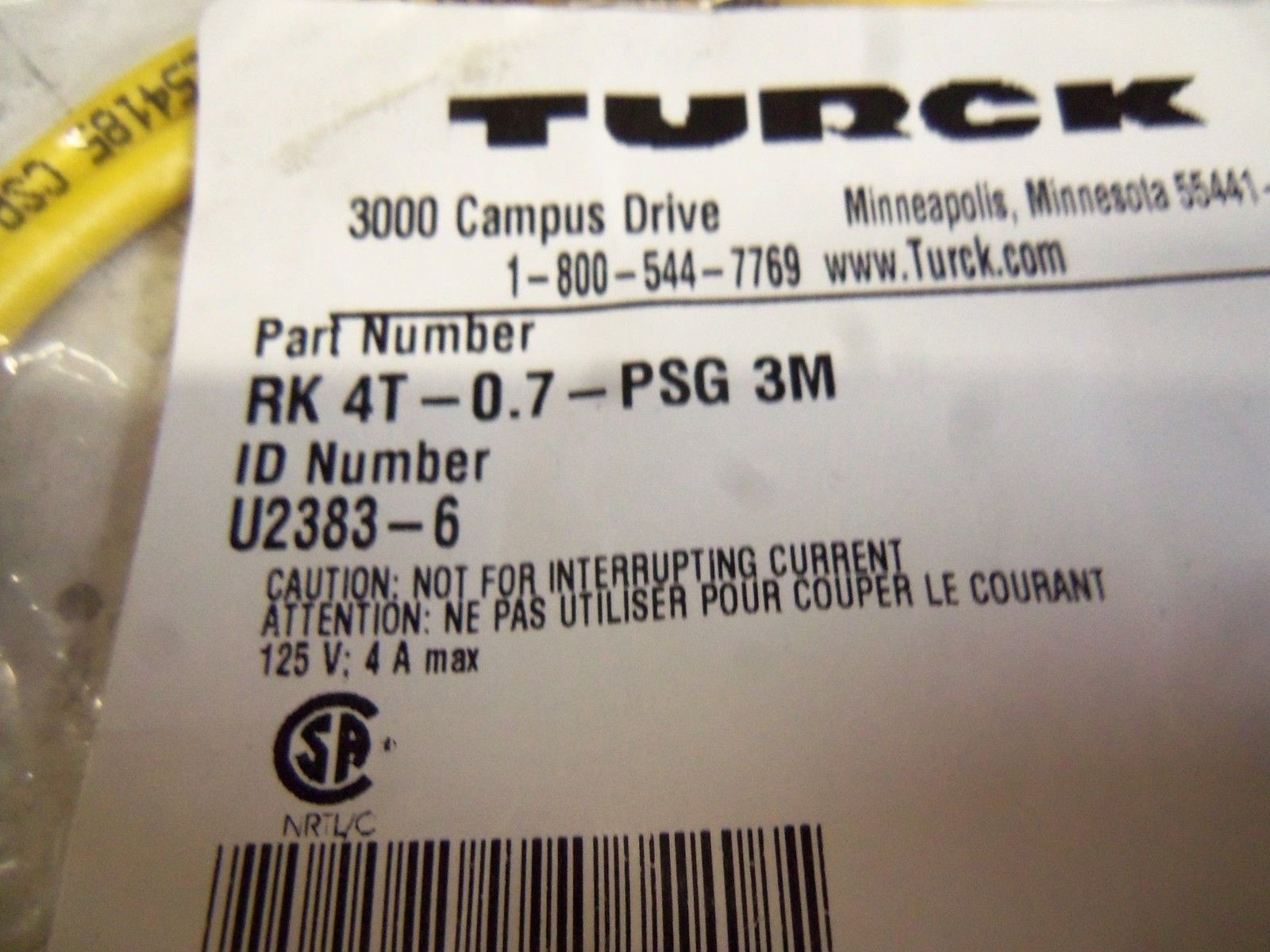 TURCK RK4T-0.7-PSG3M HYBRID MOLDED CORDSET NSMP